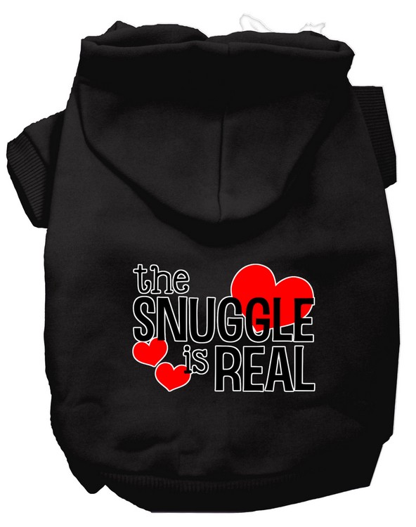 The Snuggle is Real Screen Print Dog Hoodie Black XS